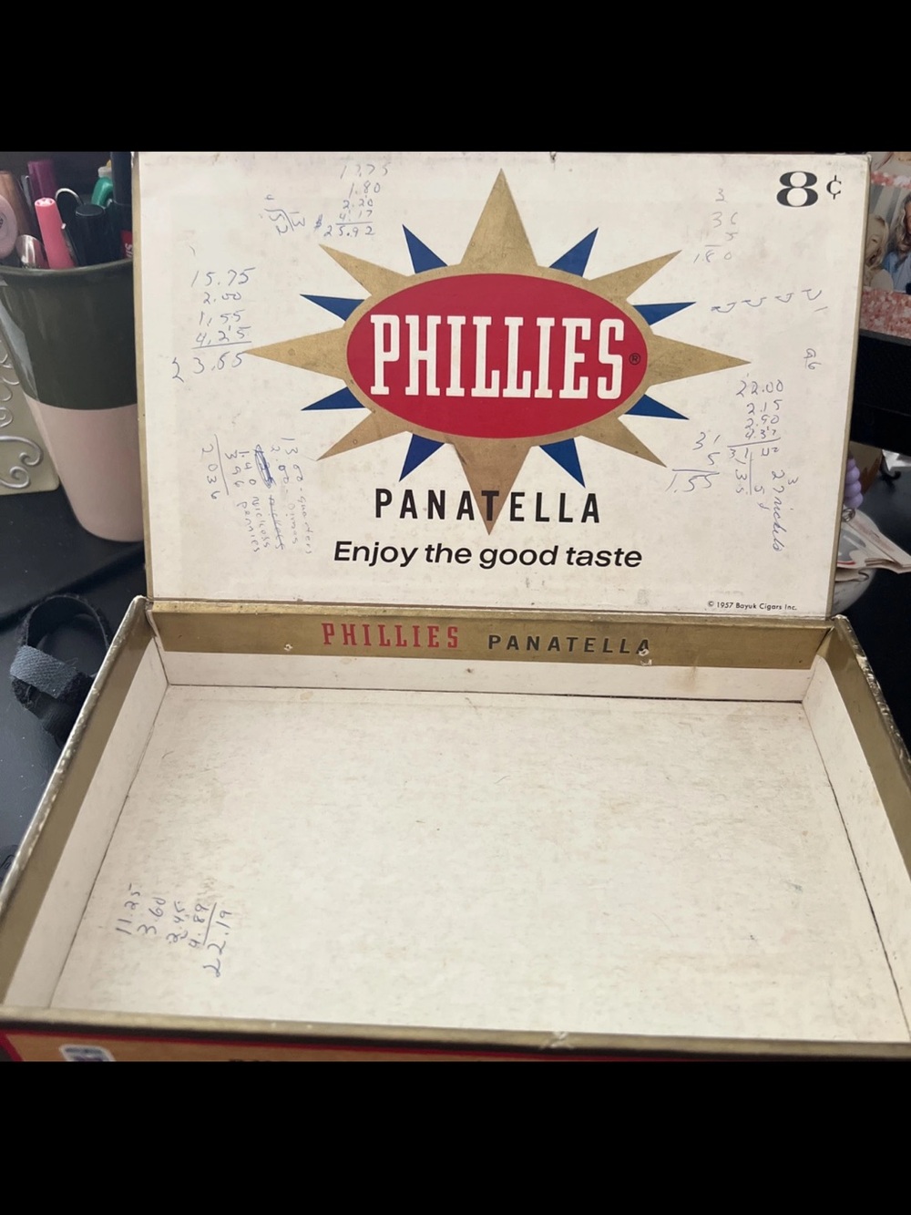 Lot Of 2 Phillies Panatella 1957 Cigar Boxes & Burge’s Wooden Corona De luxe NY - Picture 8 of 16